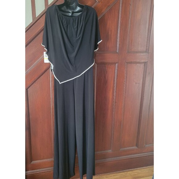 MSK Black RhinestoneTrim Jumpsuit Pantsuit size M NWT - Picture 5 of 9